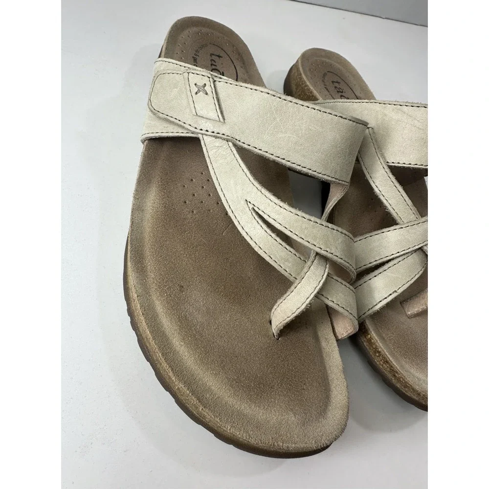 Taos The Perfect Sandals Light Beige Tan Stone Thong Toe Strappy Women's Size 10 - Picture 5 of 14